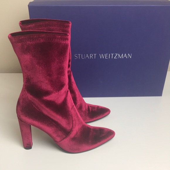 Stuart Weitzman Clinger Stretch Velvet Boots - Picture 1 of 5